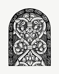 Vintage stained glass window, black and white clipart psd. Remixed by rawpixel.