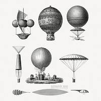 Joseph Clement's Aeronautics, vintage collage elements psd.  Remastered by rawpixel