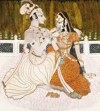 Vintage Indian couple. Original public domain image from Wikipedia. Digitally enhanced by rawpixel.