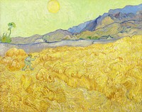 Van Gogh's Wheatfield with a reaper (1889). Original public domain image from Google Arts & Culture. Digitally enhanced by rawpixel.