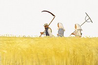 Anna Ancher's Harvesters, wheat field border.   Remastered by rawpixel