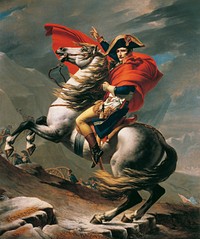 Napoleon Crossing the Alps (1801-1805) by Jacques-Louis David. Original public domain image from Wikimedia Commons. Digitally enhanced by rawpixel.