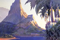 Vintage tropical island background illustration.   Remixed by rawpixel.