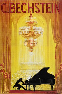 Advertisement Poster for the German Piano Manufacturer C. Bechstein published around (1920) by Bruno Bielefeld. Original public domain image from Wikimedia Commons