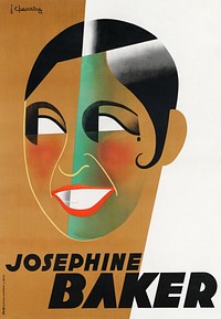 Josephine Baker (1931) vintage poster by Jean Chassaing, color lithograph, Paris, H. Chachoin printing house. Original public domain image. Digitally enhanced by rawpixel.