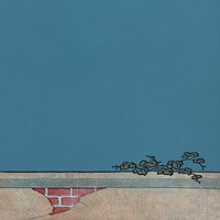 Blue sky, grunge brick wall border illustration.   Remixed by rawpixel.
