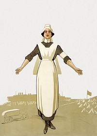 Vintage war nurse illustration.  Remixed by rawpixel.