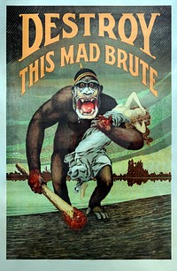 Destroy this mad brute Enlist - U.S. Army (1918) vintage poster by Harry R. Hopps.Original public domain image from the Library of Congress. Digitally enhanced by rawpixel.