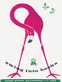 Swing into books. Book week, November 1-7, (1964) poster by Alfred A. Knopf Inc., Original public domain image from the Library of Congress. Digitally enhanced by rawpixel.