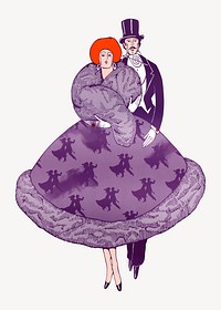 Couple in ball gown illustration.  Remixed by rawpixel.