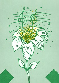 Penn State glee club, green flower illustration.   Remixed by rawpixel.