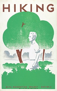 Hiking--WPA recreation project, Dist. No. 2 / Beard. (1939) poster. Original public domain image from the Library of Congress. Digitally enhanced by rawpixel.