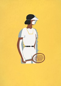 Tennis player, sport illustration.  Remixed by rawpixel.