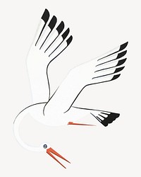 Flying crane bird illustration.   Remixed by rawpixel.