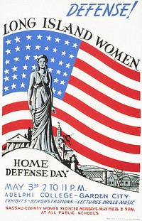 Defense! Long Island women : Home defense day (1941) poster by Federal Art Project. Original public domain image from the Library of Congress. Digitally enhanced by rawpixel.