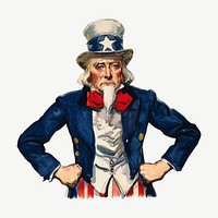 Uncle Sam, American patriotism clipart psd.  Remixed by rawpixel.