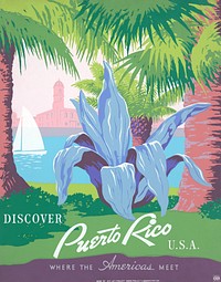 Discover Puerto Rico U.S.A. Where the Americas meet (1936-1940) poster by Frank S. Nicholson. Original public domain image from the Library of Congress. Digitally enhanced by rawpixel.