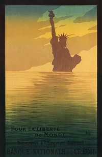 For the freedom of the world. Subscribe to the national loan at the Banque Nationale de Crédit (1917) poster by Sem. Original public domain image from the Library of Congress. Digitally enhanced by rawpixel.