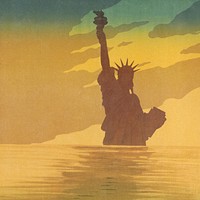 Statue of Liberty, USA, tourist attraction illustration.   Remixed by rawpixel.