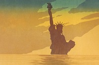 Statue of Liberty, USA background, tourist attraction illustration.   Remixed by rawpixel.