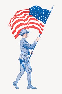 US soldier, military character illustration.  Remixed by rawpixel.