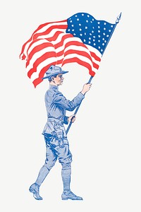 US soldier, military character clipart psd.  Remixed by rawpixel.