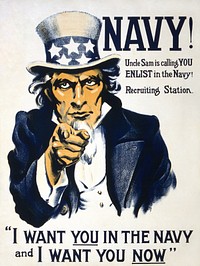 Navy! Uncle Sam is calling you - enlist in the Navy! (1917) vintage poster by Western Litho. Co. Los Angeles. Original public domain image from the Library of Congress. Digitally enhanced by rawpixel.