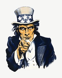 Uncle Sam, American patriotism clipart psd.  Remixed by rawpixel.