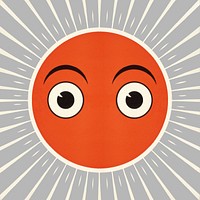 Sun cartoon with eyes illustration.  Remixed by rawpixel.