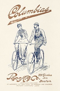 Tourists' manual and book of information of value to all bicyclers (1892) vintage poster by Pope Manufacturing Co., Original public domain image from the Library of Congress. Digitally enhanced by rawpixel.