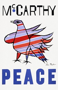 McCarthy Peace (1968) bird poster by Ben Shahn. Original public domain image from the Library of Congress. Digitally enhanced by rawpixel.