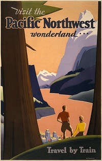 Visit the Pacific northwest wonderland... travel by train / The Willmarths (1925) vintage poster by Newman-Monroe Co., Original public domain image from the Library of Congress. Digitally enhanced by rawpixel.