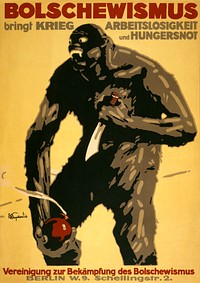 Bolshevism brings war, unemployment and starvation. (1918) vintage poster by Julius Ussy Engelhard. Original public domain image from the Library of Congress. Digitally enhanced by rawpixel.