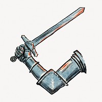 Vintage knight sword illustration.  Remixed by rawpixel.