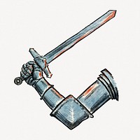 Vintage knight sword clipart psd.  Remixed by rawpixel.