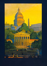 Pennsylvania Railroad - Washington, vintage poster.   Remixed by rawpixel.