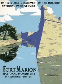 Fort Marion National Monument, St. Augustine, Florida (1938) vintage poster by C. Don Powell. Original public domain image from the Library of Congress. Digitally enhanced by rawpixel.