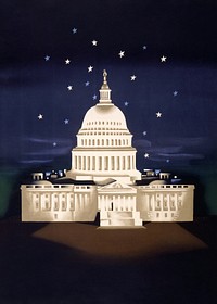 The White House, Washington, American Airlines poster.   Remixed by rawpixel.