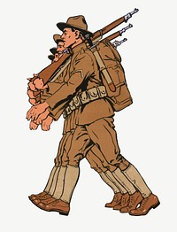 Vintage marching troop clipart psd.  Remixed by rawpixel.