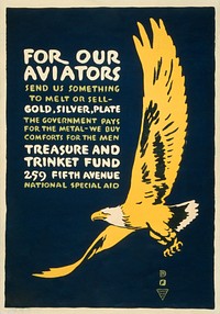 For our aviators--Send us something to melt or sell - gold, silver, plate (1917) poster by Carey Print NY. Original public domain image from the Library of Congress. Digitally enhanced by rawpixel.