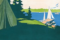 Camping in a park background, summer activity illustration.   Remixed by rawpixel.