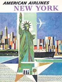 American Airlines - New York / Webber. (1964) travel poster. Original public domain image from the Library of Congress. Digitally enhanced by rawpixel.