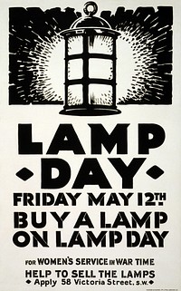 Lamp day, Friday, May 12th. (1916) vintage poster. Original public domain image from the Library of Congress. Digitally enhanced by rawpixel.