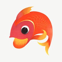 Jumping fish cartoon, animal collage element psd.  Remixed by rawpixel.