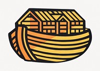 Wooden boat with house illustration.  Remixed by rawpixel.