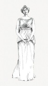 Vintage woman drawing illustration.  Remixed by rawpixel.