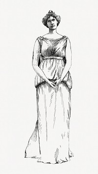 Vintage woman drawing illustration.  Remixed by rawpixel.