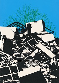 Mountain of recyclable objects illustration.  Remixed by rawpixel.