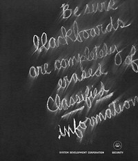 Be sure blackboards are completely erased of classified information (1963) American poster. Original public domain image from the Library of Congress. Digitally enhanced by rawpixel.