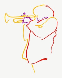 Man playing trumpet, colorful line art clipart psd.  Remixed by rawpixel.